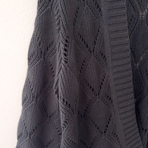 Old Navy Charcoal Black Pointelle-Knit Open-Front Cardigan Size XL - Picture 4 of 5